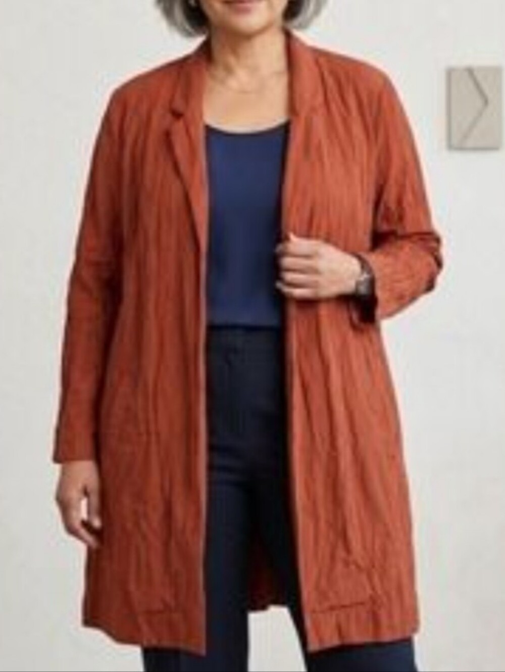 EILEEN FISHER paprika crinkle notch collar jacket XS